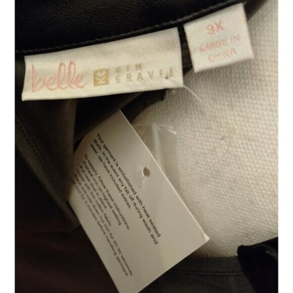 BELLE-KIM GAVEL Tunic W/Faux Leather Trim/Embellished Sleeves TOP-SIZE: 3XL-NWT - Picture 9 of 12